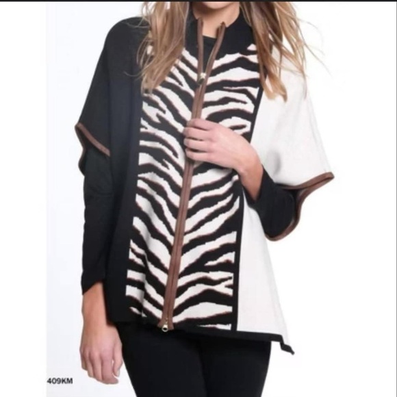 Chico's Black and White Zebra Print Poncho - Picture 1 of 5
